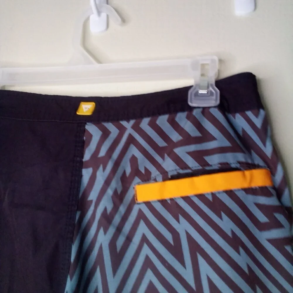 Society Of The Sun Swim Trunks Men 32 Board Shorts Brown Orange Blue